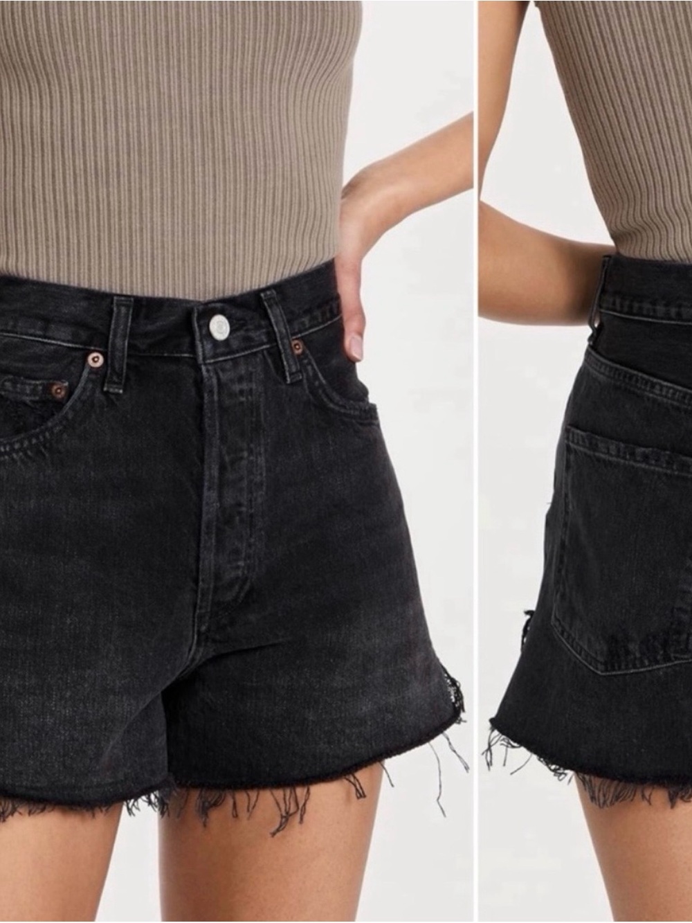 Agolde Black High-Rise Denim Dee Shorts